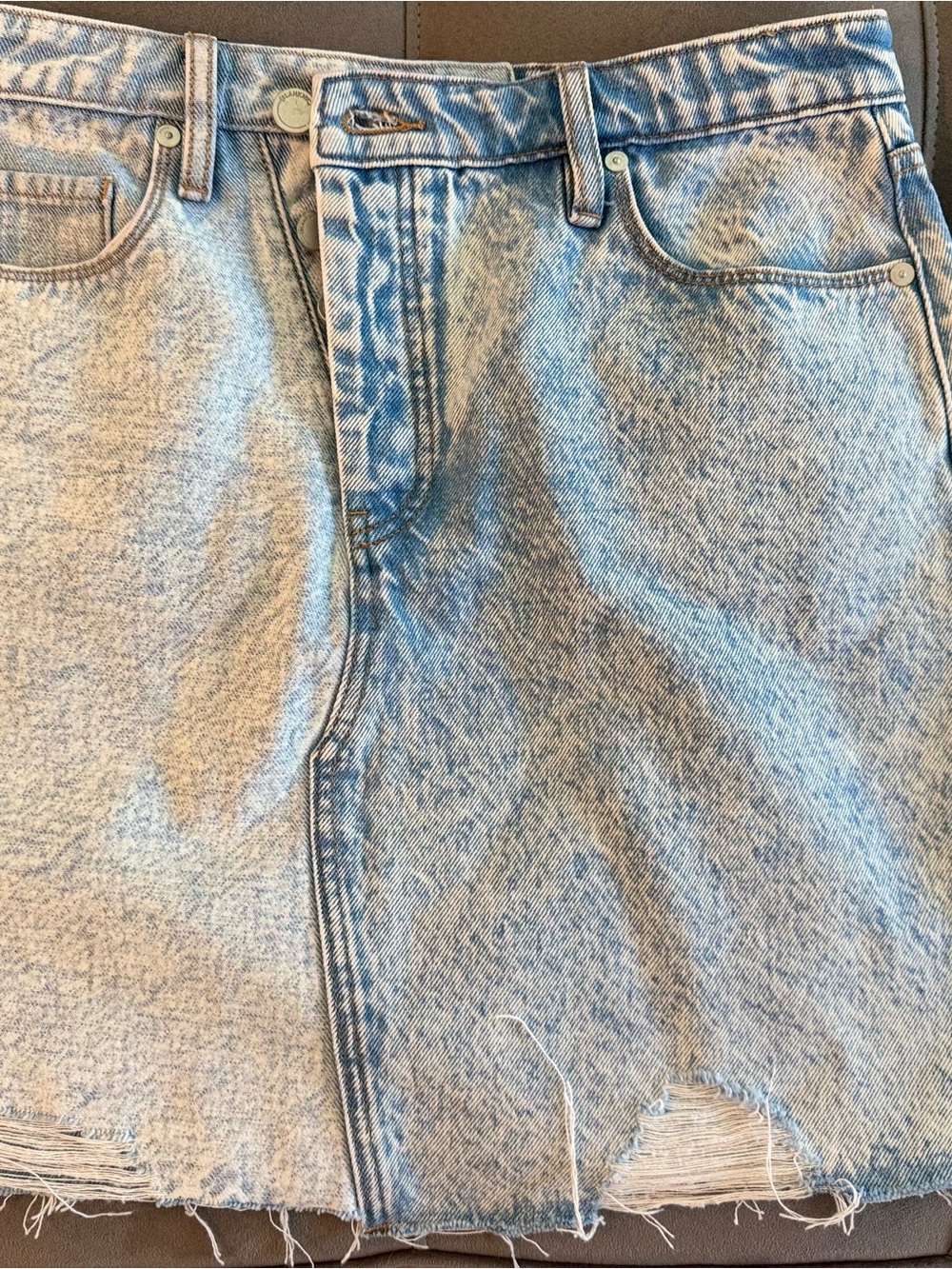 Blank NYC Light Blue Distressed Relaxed Denim Skirt